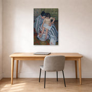 Gallery-wrapped canvas print of Mary Cassatt's The Childs Bath displayed on a wall in a office