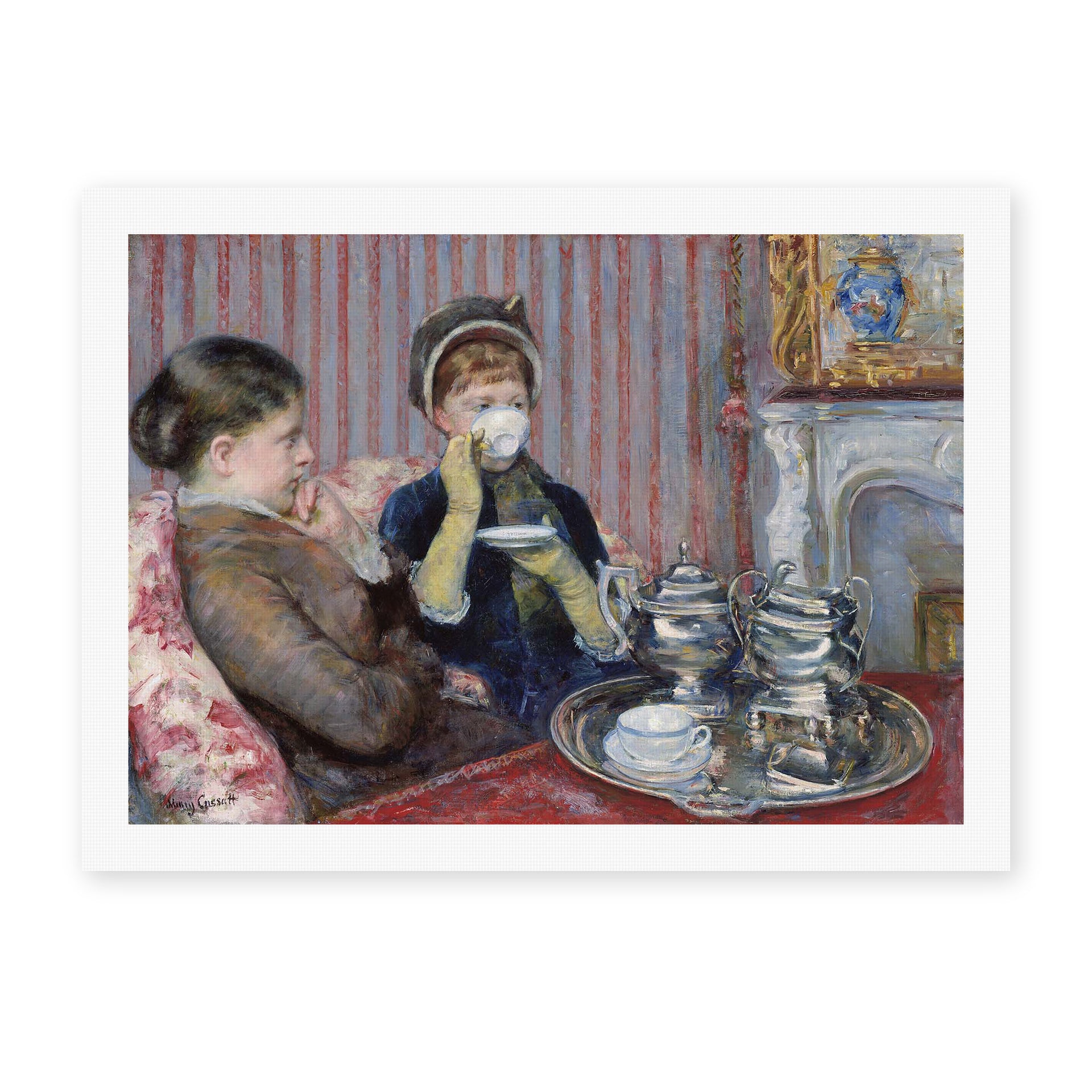 Mary Cassatt's 'The Tea' painting reproduced as a rolled canvas print