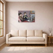 Gallery-wrapped canvas print of Mary Cassatt's The Tea displayed on a wall in a living room