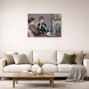 Gallery-wrapped canvas print of Mary Cassatt's The Tea displayed on a wall in a living room