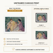 Mary Cassatt - Two Mothers and their Children in a Boat canvas print size comparison and framing display infographic