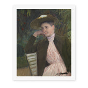 Mary Cassatt's 'Young Girl with a Brown Hat' painting reproduced as a rolled canvas print
