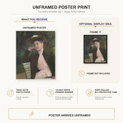 Mary Cassatt - Young Girl with a Brown Hat poster print size comparison and framing display infographic