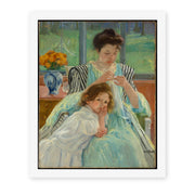 Mary Cassatt's 'Young Mother Sewing' painting reproduced as a rolled canvas print