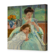 Mary Cassatt's 'Young Mother Sewing' painting reproduced as a gallery-wrapped canvas print