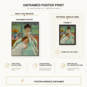 Mary Cassatt - Young Mother Sewing poster print size comparison and framing display infographic