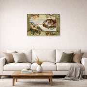 Gallery-wrapped canvas print of Michelangelo's Creation of Adam displayed on a wall in a living room