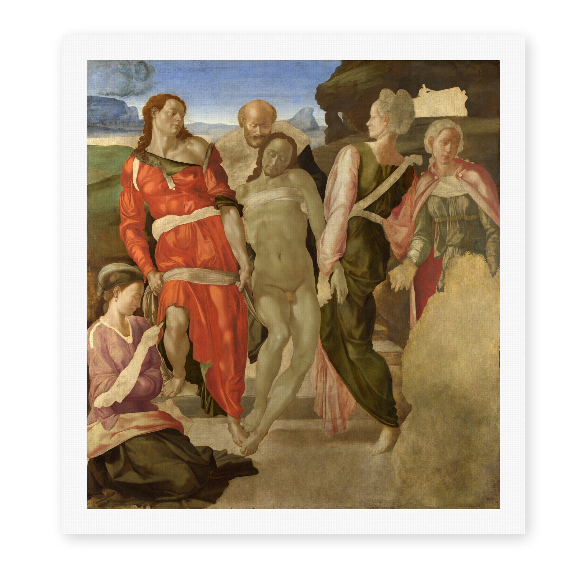 Michelangelo's 'Entombment' painting reproduced as a rolled canvas print