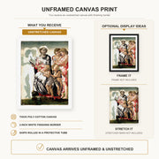 Michelangelo - Manchester Madonna canvas print size comparison and framing display infographic