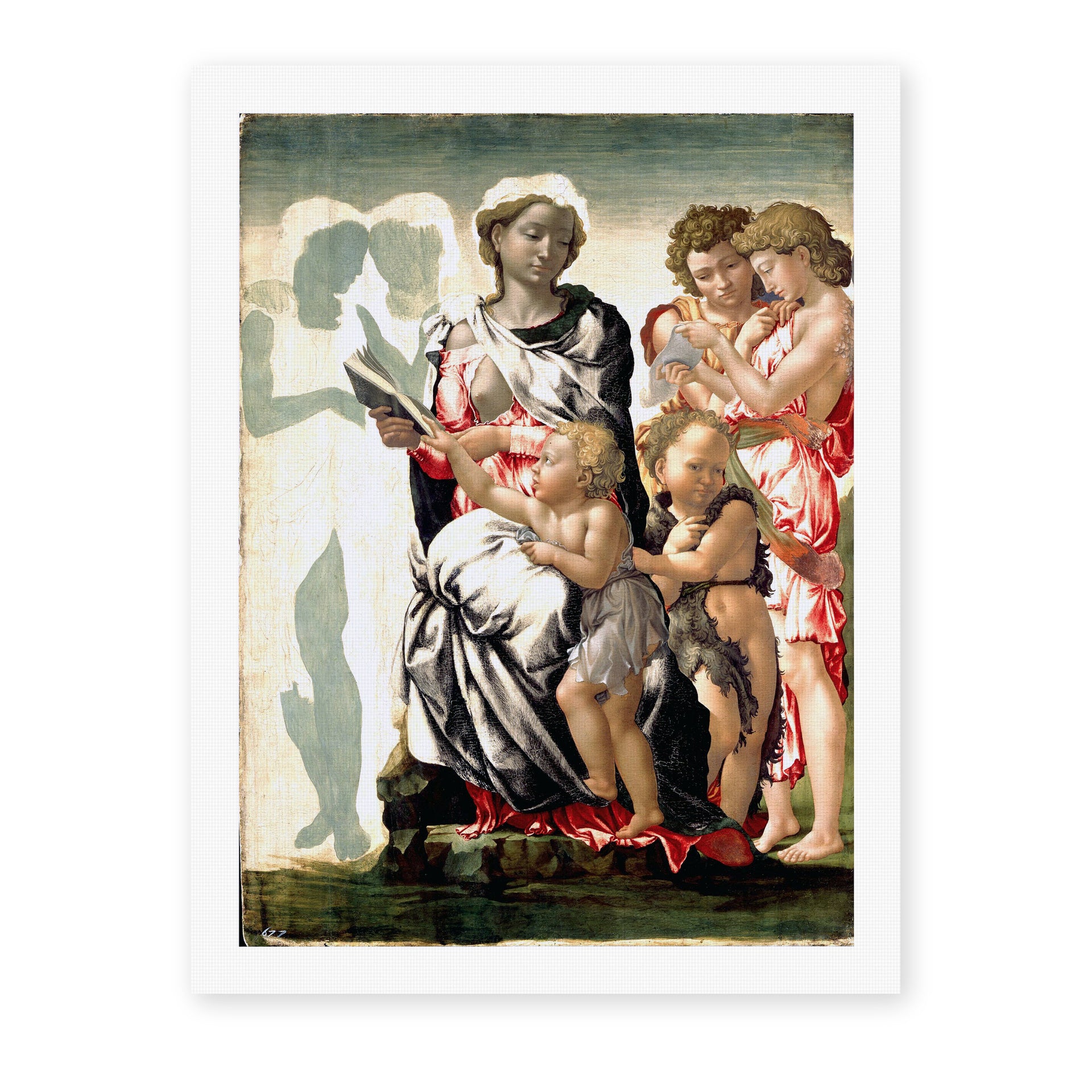 Michelangelo's 'Manchester Madonna' painting reproduced as a rolled canvas print