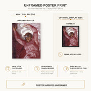 Michelangelo - Separation of Light from Darkness poster print size comparison and framing display infographic