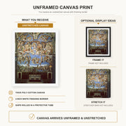 Michelangelo - The Last Judgment canvas print size comparison and framing display infographic