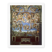 Michelangelo's 'The Last Judgment' painting reproduced as a rolled canvas print, the monumental fresco covering the altar wall of the Sistine Chapel