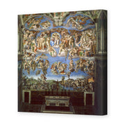 Michelangelo's 'The Last Judgment' painting reproduced as a gallery-wrapped canvas print, the monumental fresco covering the altar wall of the Sistine Chapel