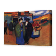 Pablo Picasso's 'A Spanish Couple in front of Inn' painting reproduced as a gallery-wrapped canvas print