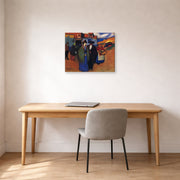 Gallery-wrapped canvas print of Pablo Picasso's 'A Spanish Couple in front of Inn' displayed on a wall in a home office