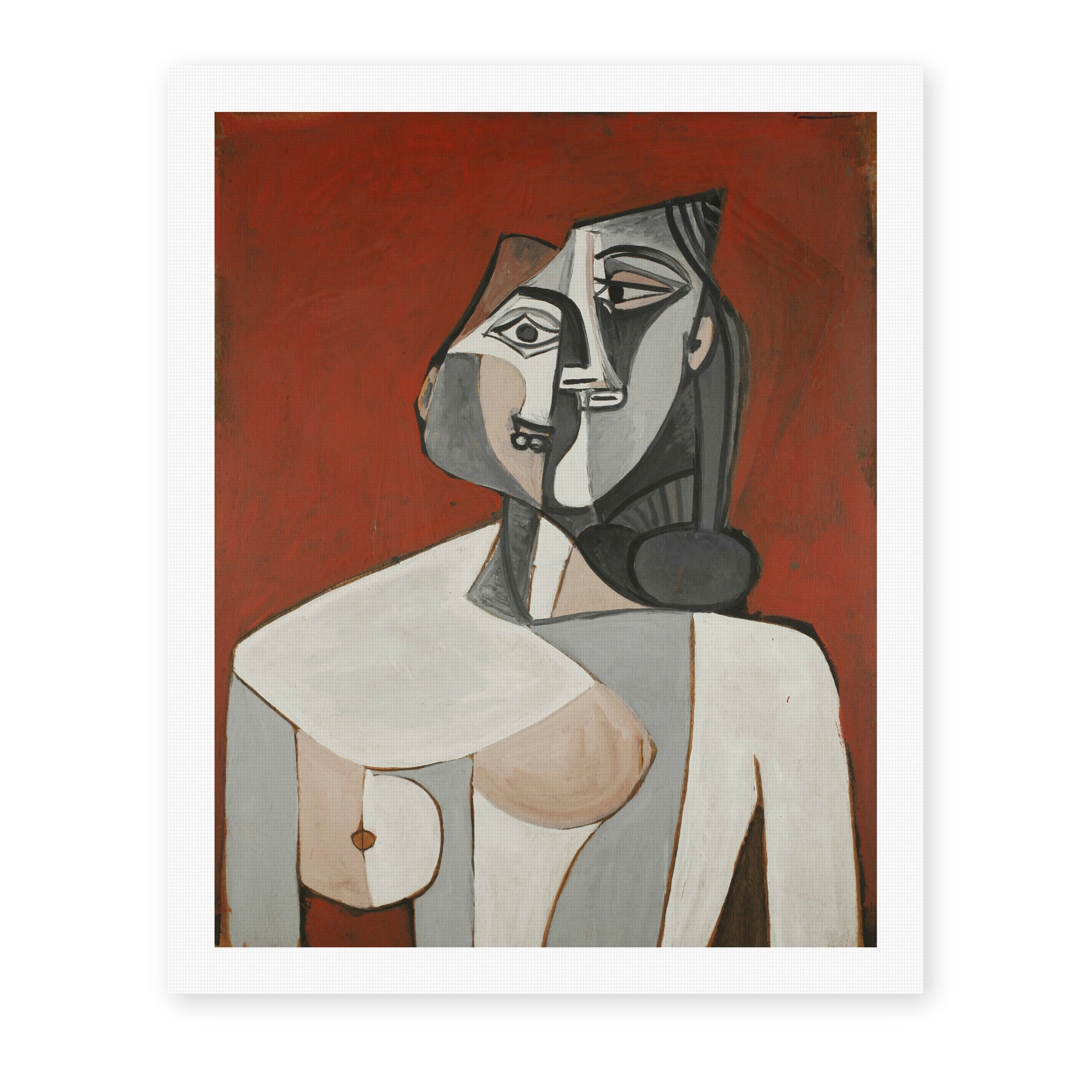 Pablo Picasso's 'Bust of a Woman' painting reproduced as a rolled canvas print
