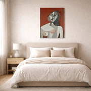 Gallery-wrapped canvas print of Pablo Picasso's 'Bust of a Woman' displayed on a wall in a bedroom