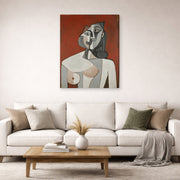 Gallery-wrapped canvas print of Pablo Picasso's 'Bust of a Woman' displayed on a wall in a living room
