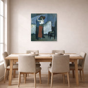 Gallery-wrapped canvas print of Pablo Picasso's 'Embrace' displayed on a wall in a dining room
