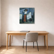 Gallery-wrapped canvas print of Pablo Picasso's 'Embrace' displayed on a wall in a home office