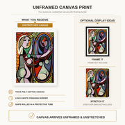 Pablo Picasso - Girl Before a Mirror canvas print size comparison and framing display infographic