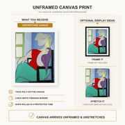Pablo Picasso - "Golden Muse" Marie Therese Walter canvas print size comparison and framing display infographic