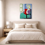 Gallery-wrapped canvas print of Pablo Picasso's '"Golden Muse" Marie Therese Walter' displayed on a wall in a bedroom