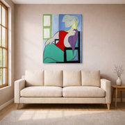 Gallery-wrapped canvas print of Pablo Picasso's '"Golden Muse" Marie Therese Walter' displayed on a wall in a living room