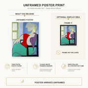Pablo Picasso - "Golden Muse" Marie Therese Walter poster print size comparison and framing display infographic