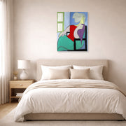 Unframed poster print of Pablo Picasso's '"Golden Muse" Marie Therese Walter' displayed on a wall in a bedroom