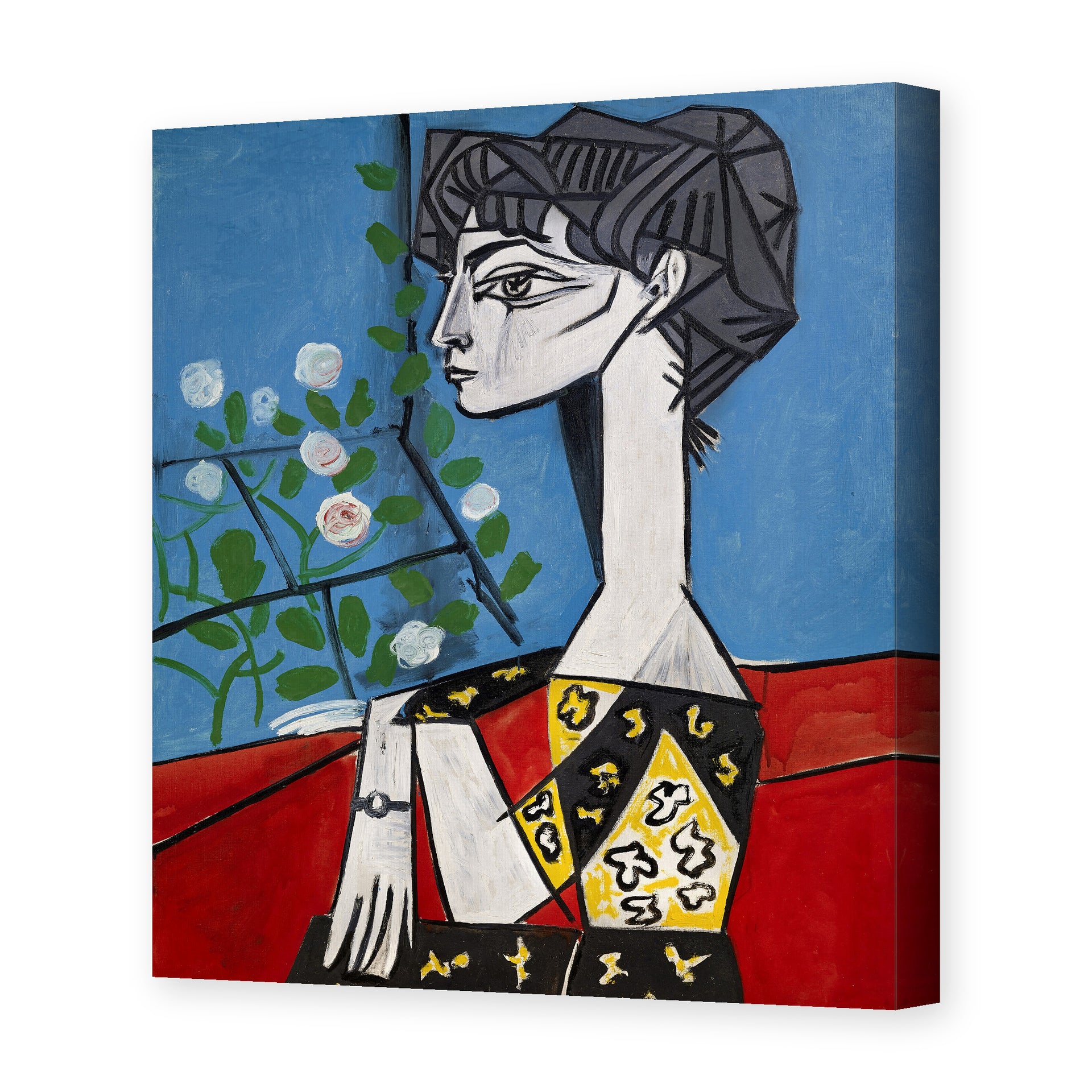 Pablo Picasso's 'Jacqueline with Flowers' painting reproduced as a gallery-wrapped canvas print