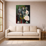 Gallery-wrapped canvas print of Pablo Picasso's 'Jacqueline with Paloma and Catherine' displayed on a wall in a living room