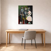 Gallery-wrapped canvas print of Pablo Picasso's 'Jacqueline with Paloma and Catherine' displayed on a wall in a home office