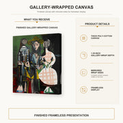 Pablo Picasso - Jacqueline with Paloma and Catherine gallery wrap canvas construction and hanging details infographic