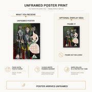 Pablo Picasso - Jacqueline with Paloma and Catherine poster print size comparison and framing display infographic