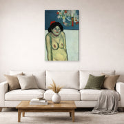 Gallery-wrapped canvas print of Pablo Picasso's 'La Gommeuse' displayed on a wall in a living room