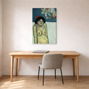 Gallery-wrapped canvas print of Pablo Picasso's 'La Gommeuse' displayed on a wall in a home office