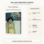 Pablo Picasso - La Gommeuse gallery wrap canvas construction and hanging details infographic