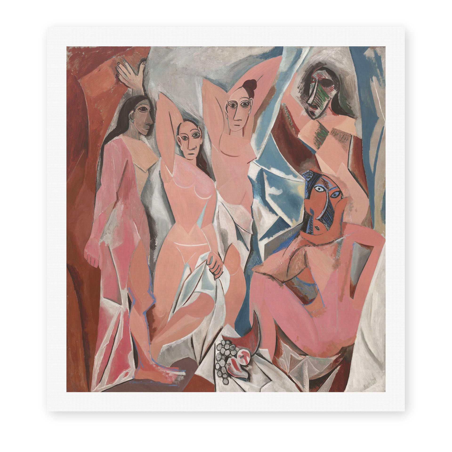 Pablo Picasso's 'Les Demoiselles d'Avignon' painting reproduced as a rolled canvas print