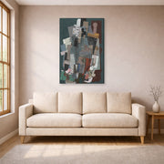Gallery-wrapped canvas print of Pablo Picasso's 'Man with Pipe' displayed on a wall in a living room