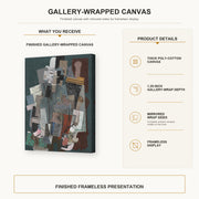 Pablo Picasso - Man with Pipe gallery wrap canvas construction and hanging details infographic