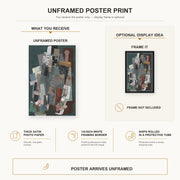Pablo Picasso - Man with Pipe poster print size comparison and framing display infographic