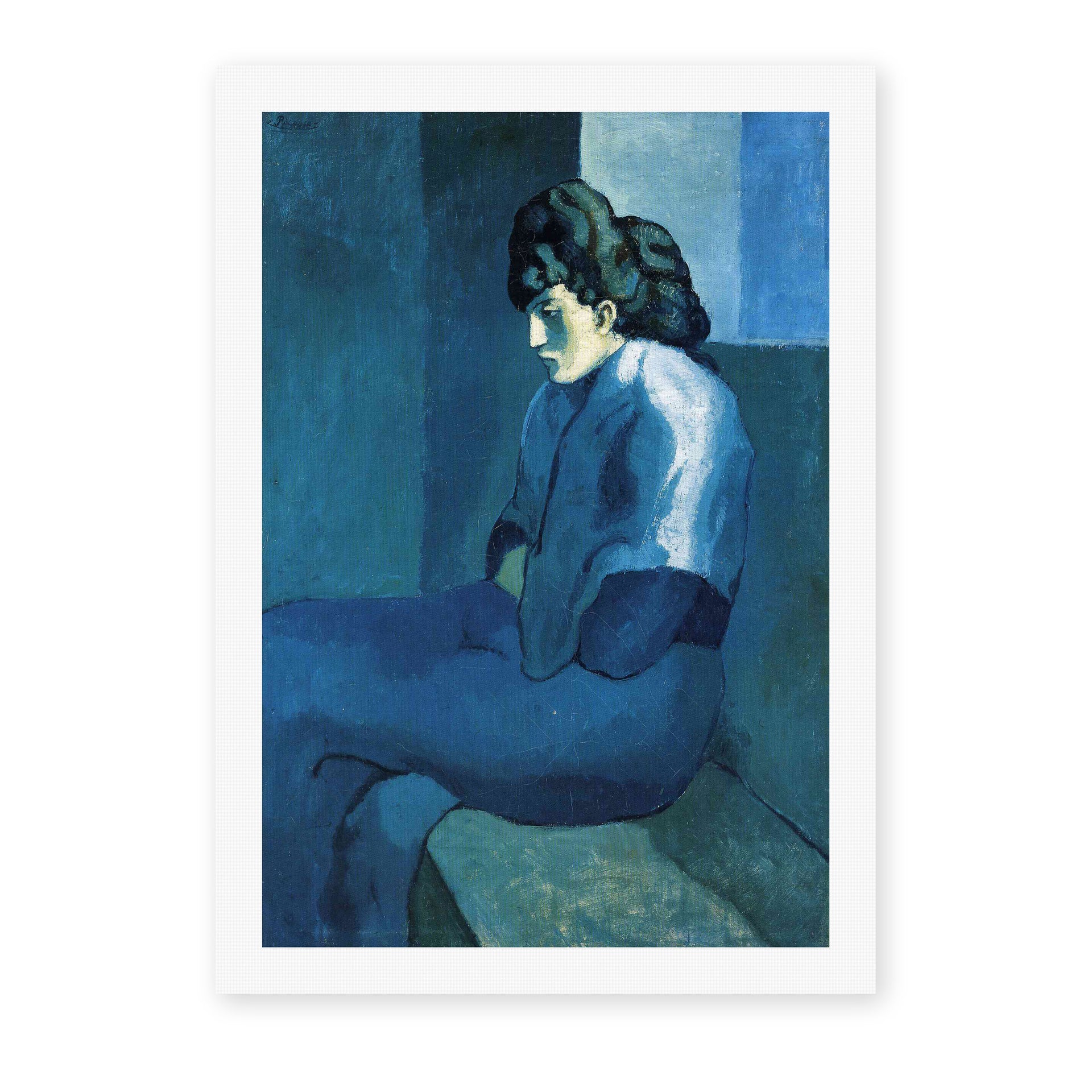 Pablo Picasso's 'Melancholy Woman' painting reproduced as a rolled canvas print