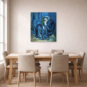 Gallery-wrapped canvas print of Pablo Picasso's 'Mother and Child' displayed on a wall in a dining room