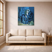 Gallery-wrapped canvas print of Pablo Picasso's 'Mother and Child' displayed on a wall in a living room