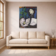Gallery-wrapped canvas print of Pablo Picasso's 'Nude Green Leaves and Bus' displayed on a wall in a living room