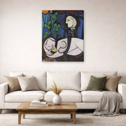 Gallery-wrapped canvas print of Pablo Picasso's 'Nude Green Leaves and Bus' displayed on a wall in a living room
