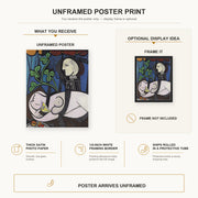 Pablo Picasso - Nude Green Leaves and Bus poster print size comparison and framing display infographic