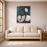 Unframed poster print of Pablo Picasso's 'Nude Green Leaves and Bus' displayed on a wall in a living room